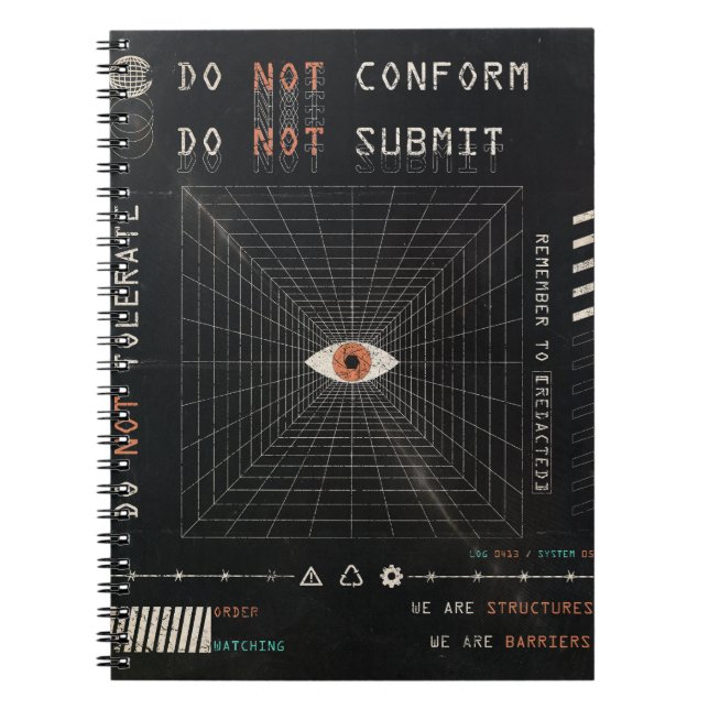 Watchern - Teknobrutalistisk Streetwear design Anteckningsbok (Framsidan)