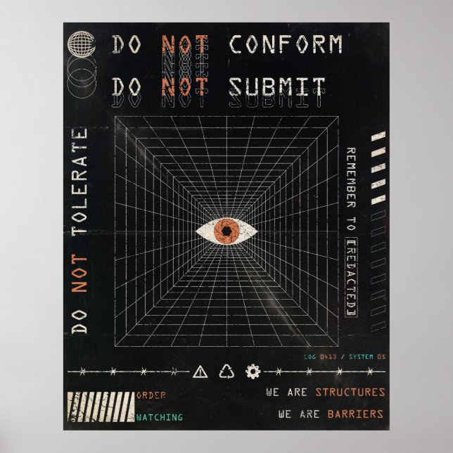 Watchern - Teknobrutalistisk Streetwear design Poster (Framsidan)