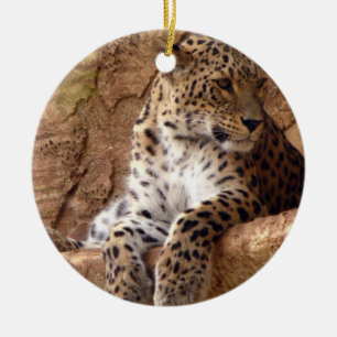 Watchful Leopardprydnad Julgransprydnad Keramik