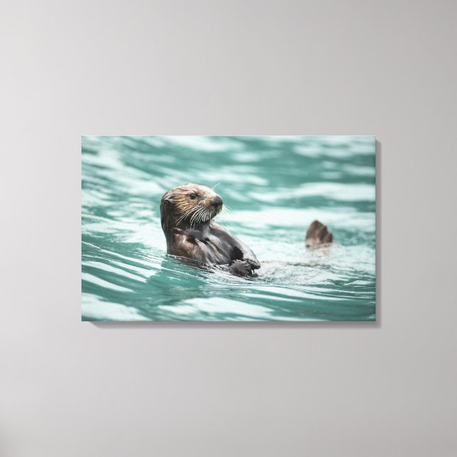 Watchning Sea Otter Canvastryck (Framsida)