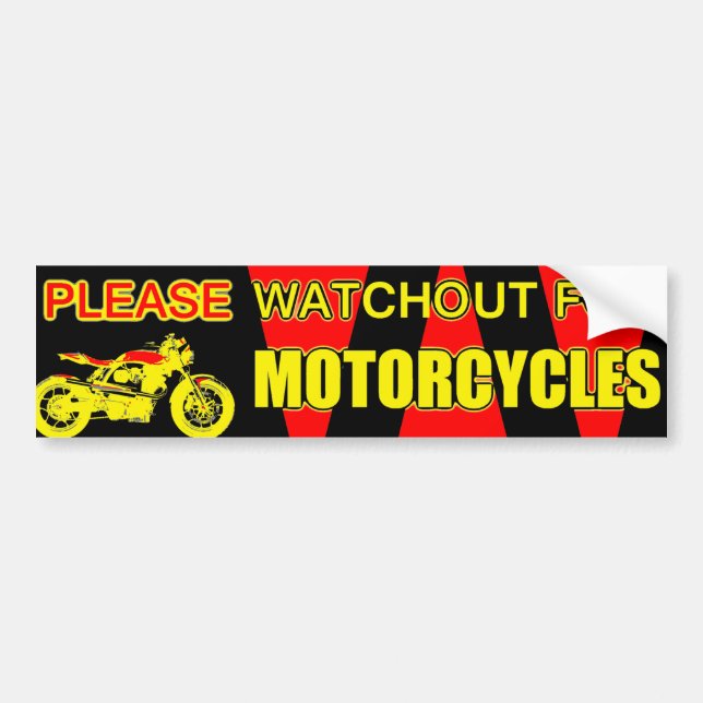 WATCHOUT FOR MOTORCYCLES - BUMPER STICKER BILDEKAL (Framsidan)