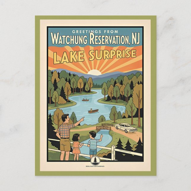 Watchung Reservation Lake Surprise NJ Antik Vykort (Framsida)