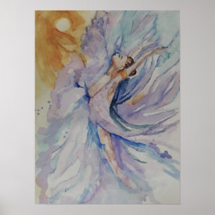 Wate ballerina dancer and sunrayPoster Poster
