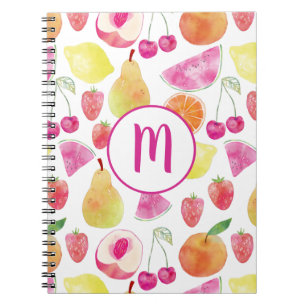 Watecolor Fruit Monogram Anteckningsbok