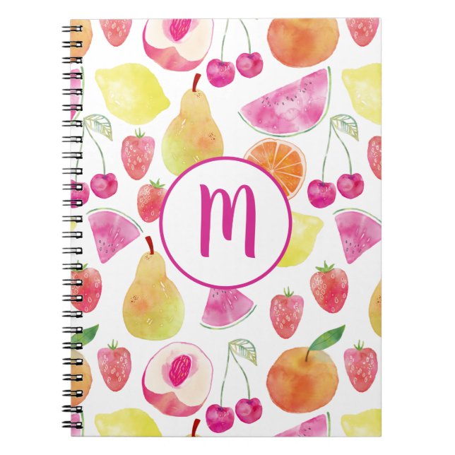 Watecolor Fruit Monogram Anteckningsbok (Framsidan)