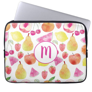 Watecolor Fruit Monogram Laptop Fodral