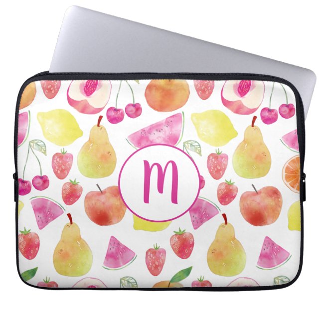 Watecolor Fruit Monogram Laptop Fodral (Framsidan)