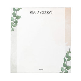 Watecolor Green Leaves Teacher Notepad Anteckningsblock