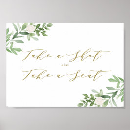 Watecolor Greenery Ta ett skott och sätt ett säte Poster