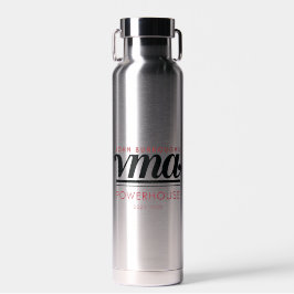 Water Bottle with Black Cursive Name, Phone, Year