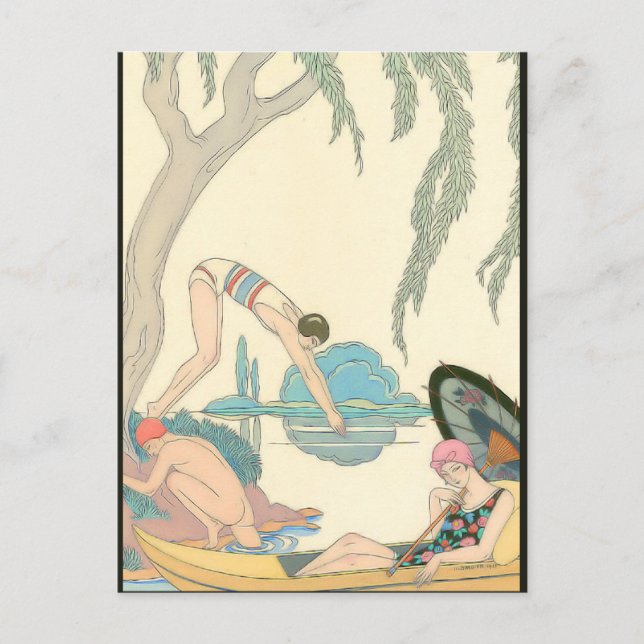 Water by George Barbier 1913 Vykort (Framsida)