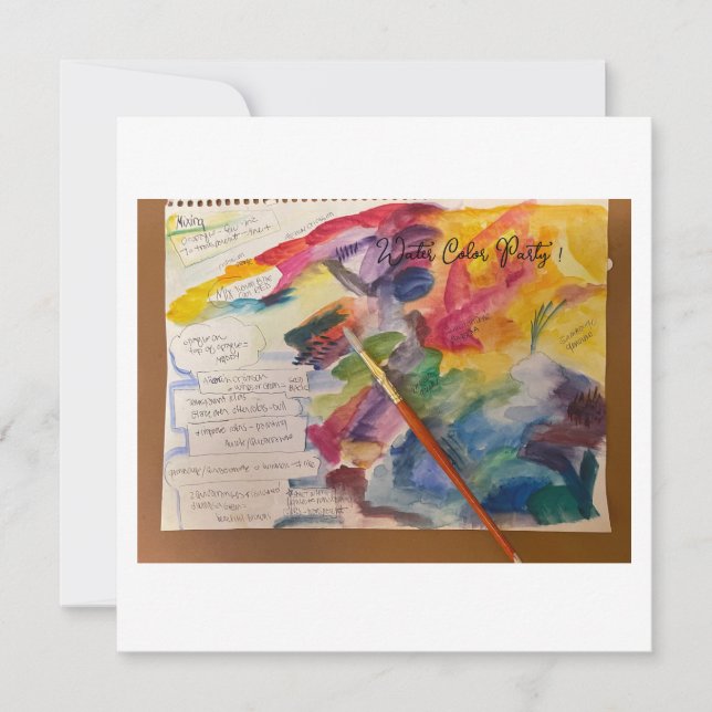 Water Color Mixing Postcard Inbjudningar (Framsida)