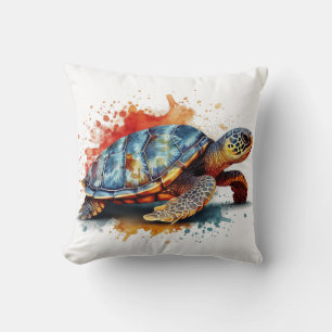 water color painting of a colorful turtle kudde