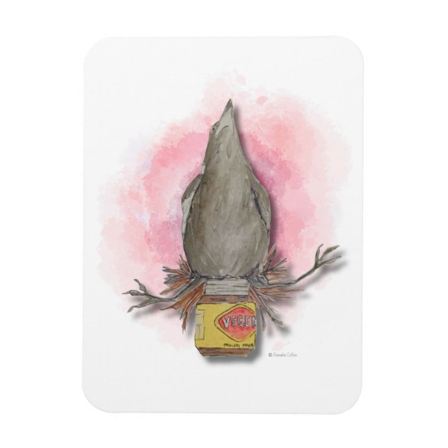 water colour Australian magpie magnet (Vertikal)