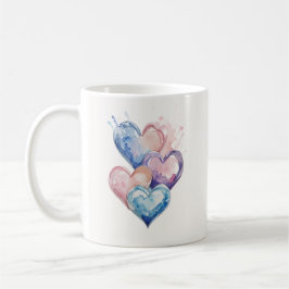 Water Colour Painted Hearts Kaffemugg