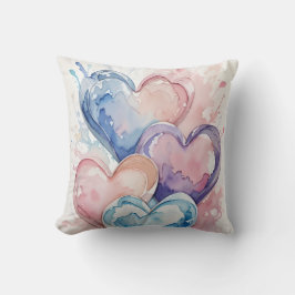 Water Colour Painted Hearts Kudde