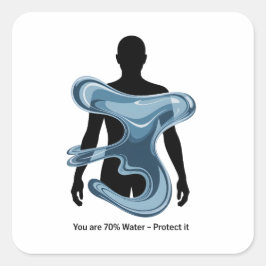 Water Conservation Eco Awareness Design Fyrkantigt Klistermärke