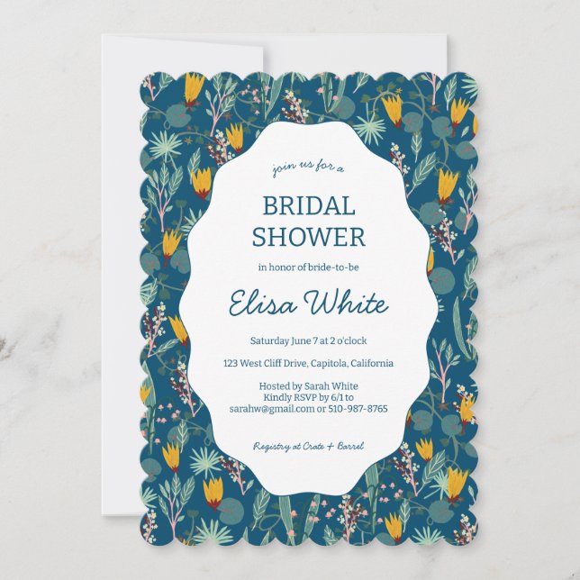 Water Garden Floral Bridal Shower Cute CUSTOM  Inbjudningar (Framsida)
