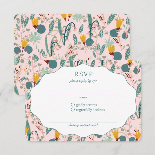 Water Garden Floral Bridal Shower Cute CUSTOM OSA Kort (Fram/baksida)