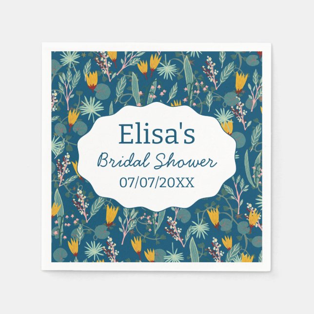Water Garden Floral Bridal Shower Cute CUSTOM Pappersservett (Framsidan)