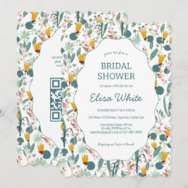 Water Garden Floral Bridal Shower Cute CUSTOM QR Inbjudningar