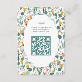 Water Garden Floral Bridal Shower Cute CUSTOM QR Tilläggskort