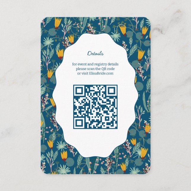 Water Garden Floral Bridal Shower Cute CUSTOM QR Tilläggskort (Framsida)