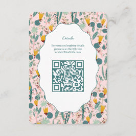 Water Garden Floral Bridal Shower Cute CUSTOM QR Tilläggskort
