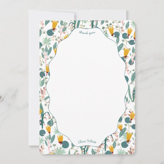 Water Garden Floral Bridal Shower Cute CUSTOM Tack Kort (Framsida)