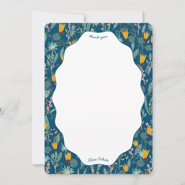 Water Garden Floral Bridal Shower Cute CUSTOM Tack Kort (Framsida)