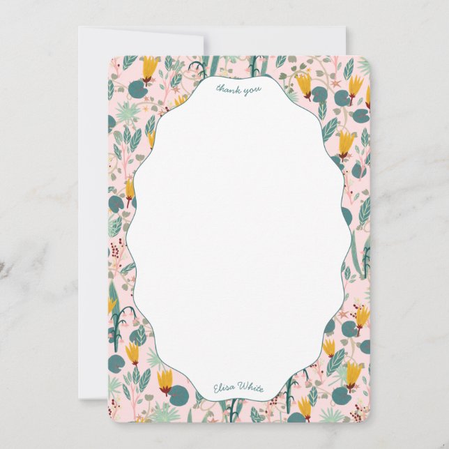 Water Garden Floral Bridal Shower Cute CUSTOM Tack Kort (Framsida)