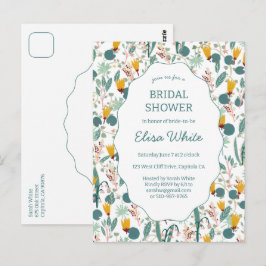 Water Garden Floral Bridal ShowerCUSTOM Invitation Vykort