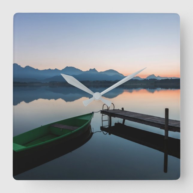 Water | Lake Hopfen Bavarian Alps Germany Fyrkantig Klocka (Framsida)