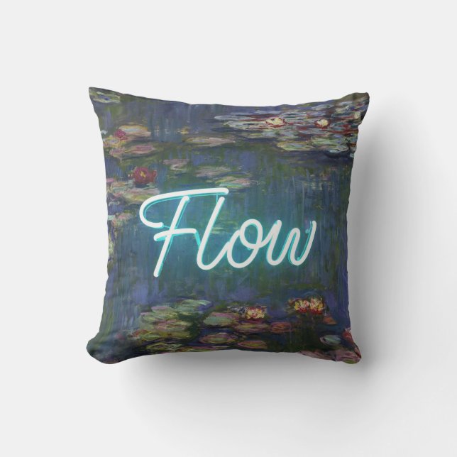 Water Lilies Remix – Neon “FLOW” Wall Art & Gifts Kudde (Framsida)