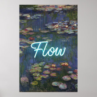 Water Lilies Remix – Neon “FLOW” Wall Art & Gifts Poster
