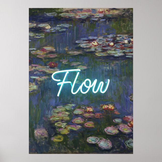 Water Lilies Remix – Neon “FLOW” Wall Art & Gifts Poster (Framsidan)