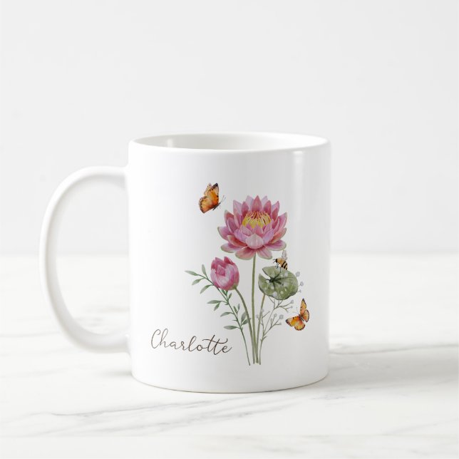 Water Lily Birth Month Flower Kaffemugg (Vänster)