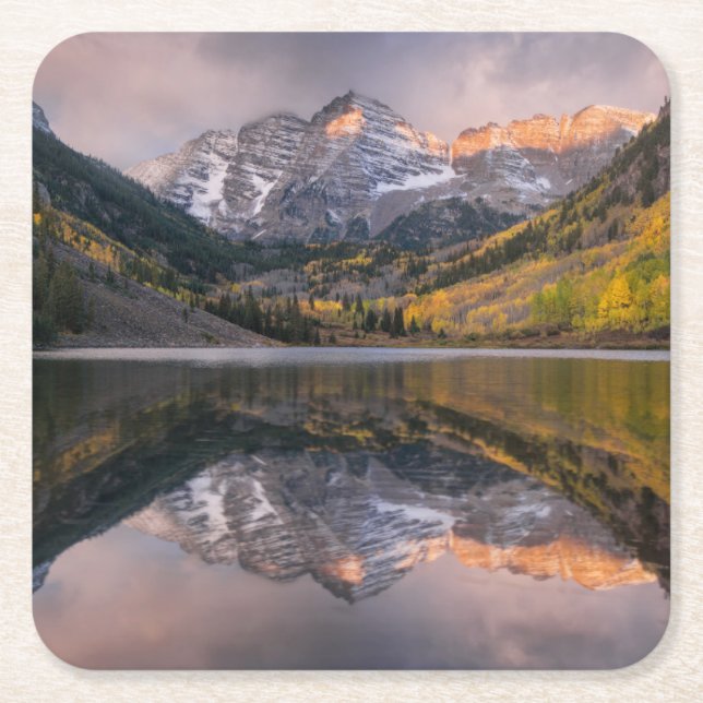 Water | Maroon Bells Colorado Underlägg Papper Kvadrat (Framsidan)