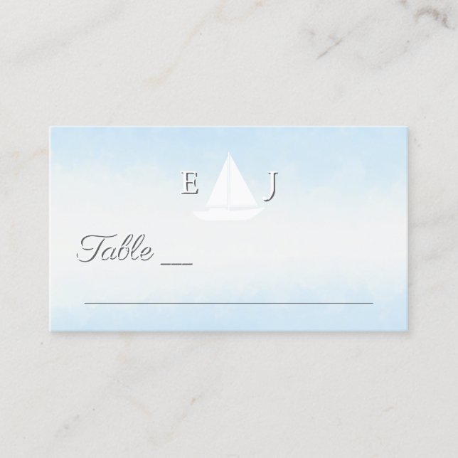 Water Meets Sky Watercolor Wedding Placeringskort (Framsida)