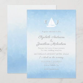 Water Meets Sky Watercolor Wedding Reception Inbjudningar