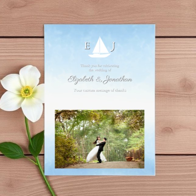 Water Meets Sky Watercolor Wedding Tack Kort (Skapare uppladdad)