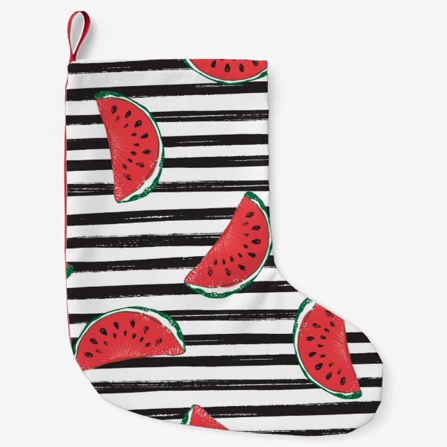Water Melon Seamless Pattern Striped Liten Julstrumpa (Framsidan)