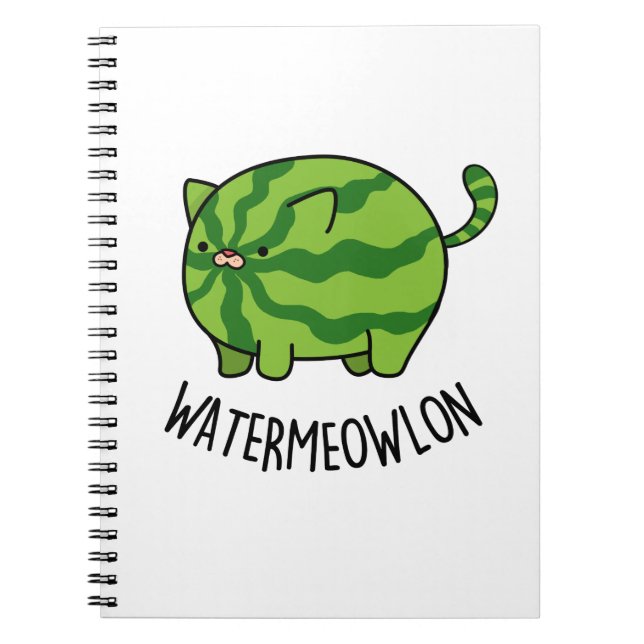 Water-meow-lon Rolig Vattenmelon Katt Puns  Anteckningsbok (Framsidan)