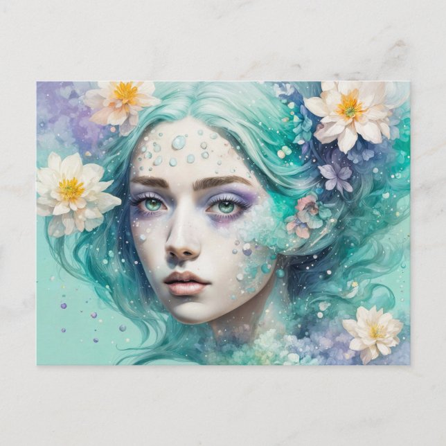 Water Nymph with Lotus Flowers Vykort (Framsida)
