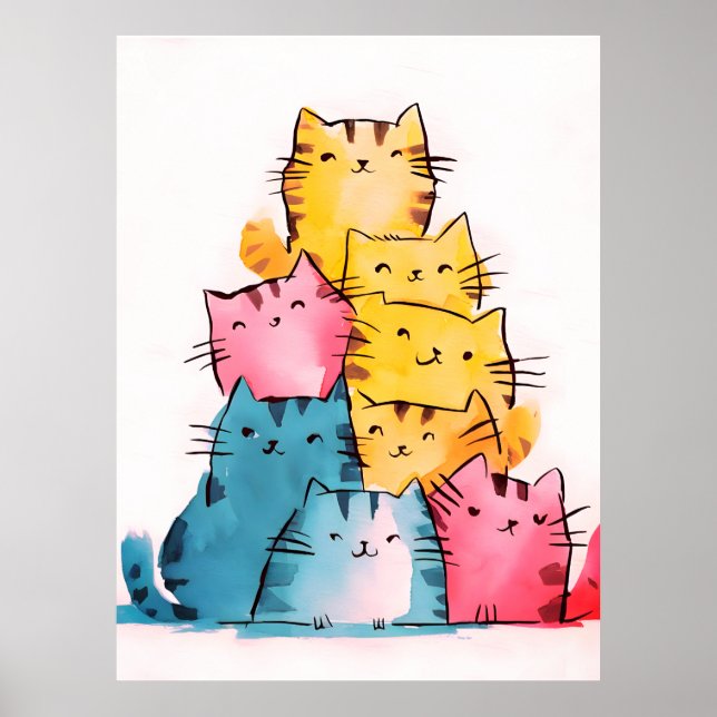 Water Paint Cats Digital Poster (Framsidan)