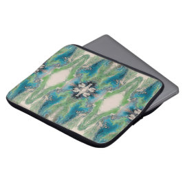 Water Path Flow – Abstract Aqua & Green Fluid Art  Laptop Fodral