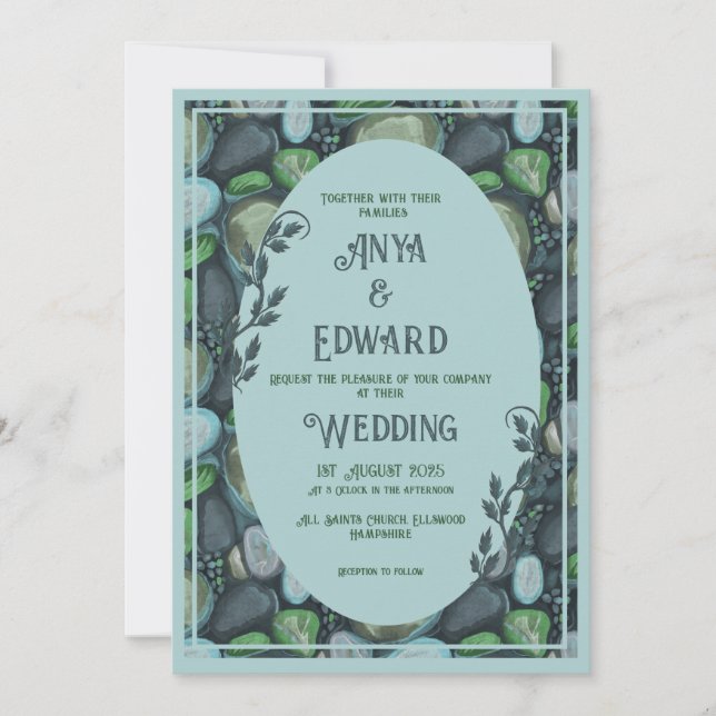 Water Pebbles - Wedding Invitation Inbjudningar (Framsida)