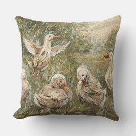 Water Play Whimsical Farmhouse Duck Family Pond Kudde