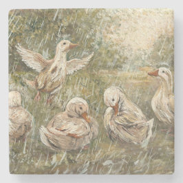 Water Play Whimsical Farmhouse Duck Family Pond Stenunderlägg