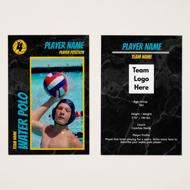 Water Polo Trading Card Visitkort (Framsida & baksida)